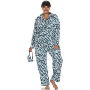 WM Fashion Plus Size Three-Piece Giraffe Print Pajama Set, Women's, Size: 4XL, Blue Giraf