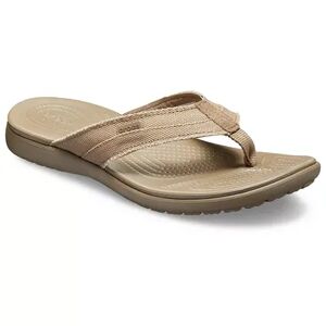 Men's Crocs Santa Cruz Canvas Flip Flops, Size: 7, Brown