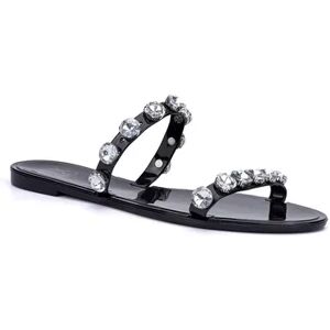 New York & Company Chava Women's Gem Jelly Sandals, Size: 7, Black