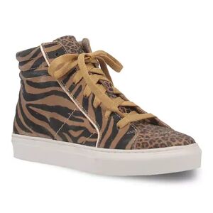 Dingo Concrete Jungle Women's Leather Animal Print Sneakers, Size: 7.5, Brown