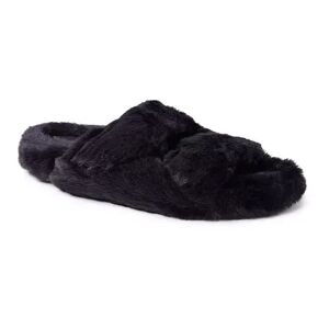 Women's Dearfoams Margo Double Band Slide Sandals, Size: Small, Black