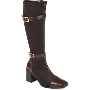 Journee Collection Gaibree Women's Buckle Knee-High Boots, Size: 7.5 Wc, Dark Brown