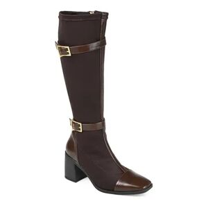 Journee Collection Gaibree Women's Buckle Knee-High Boots, Size: 7.5 Wide, Dark Brown
