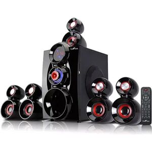beFree Sound 5.1 Channel Bluetooth Surround Sound Speaker System, Red