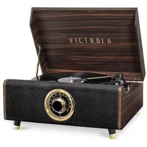 Victrola 4-in-1 Highland Bluetooth Record Player with 3-Speed Turntable & FM Radio, Brown