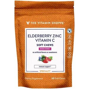 The Vitamin Shoppe Elderberry, Zinc & Vitamin C Soft Chews - Mixed Berry, Multicolor, 60 CT