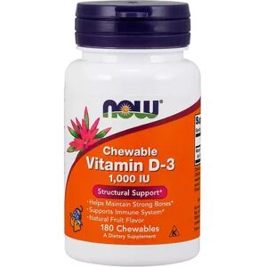 NOW Foods Vitamin D-3 1000 IU Chewables - 180 Count, Multicolor, 180 CT