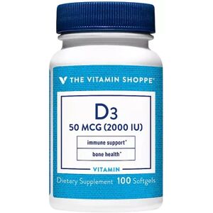 The Vitamin Shoppe Vitamin D3 - 2,000 IU, 100 Softgels, Multicolor, 100 CT