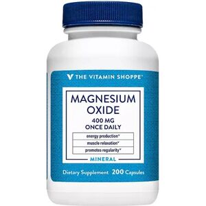 The Vitamin Shoppe Magnesium Oxide - 400 MG, 200 Capsules, Multicolor, 200 CT