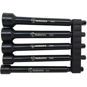 Industro Contemporary 5 Piece Nutsetter Bit Set - 8, 10, 11, 12, 13 mm, Black