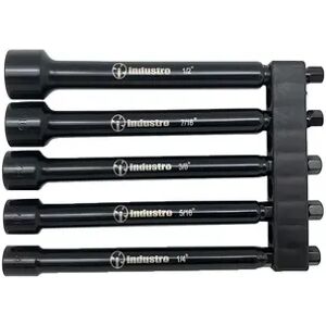 Industro 5-Piece SAE Impact Nut Driver Tool Set - Nut Setters Size: 1/4, 5/16, 3/8, 7/16, 1/2 inch, Black