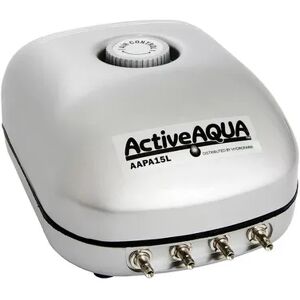 Active Aqua Hydrofarm Active Aqua AAPA15L 6W 240 GPH Hydroponic Aquarium 4 Outlet Air Pump, Silver