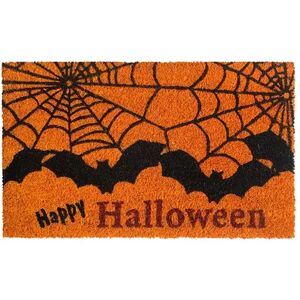 RugSmith Happy Halloween Bat Doormat - 18'' x 30'', Orange, 18X30