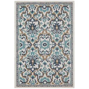 Mohawk Home Casual Oushak Indoor/Outdoor Area Rug, Blue, 5X7.5 Ft