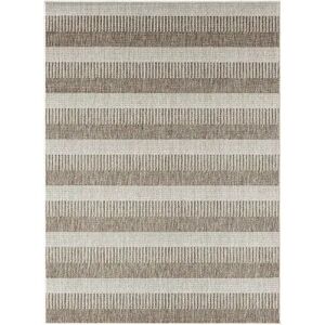 Nicole Miller New York Patio Country Charlotte Modern Stripe Indoor Outdoor Area Rug, Lt Brown, 8X10 Ft