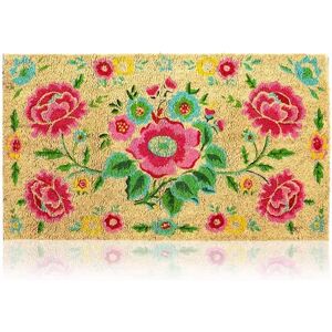 Juvale Natural Coir Doormat, Flower Welcome Mat (30 x 17 In), Red/Coppr