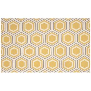 Safavieh Dhurries Honeycomb Handwoven Flatweave Wool Rug - 4' x 6', Yellow, 4X6 Ft