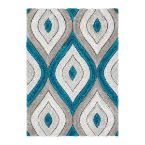 Well Woven San Francisco Malibu Modern Geometric Shag 3D Textured Area Rug, Blue, 5X7 Ft