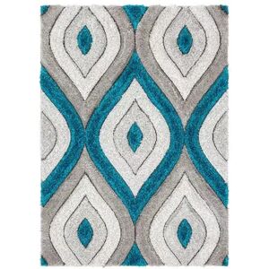 Well Woven San Francisco Malibu Modern Geometric Shag 3D Textured Area Rug, Blue, 2.5X10 Ft