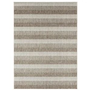 Nicole Miller New York Patio Country Charlotte Modern Stripe Indoor Outdoor Area Rug, Lt Brown, 5X7 Ft