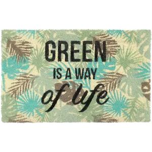 RugSmith Machine Tufted Green Way of Life Coir Doormat, Multicolor, 18X30