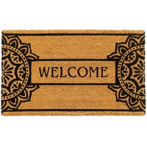 RugSmith Machine Tufted Mandala Welcome Coir Doormat, Beig/Green, 18X30