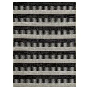 Nicole Miller New York Patio Country Charlotte Modern Stripe Indoor Outdoor Area Rug, Black, 8X10 Ft