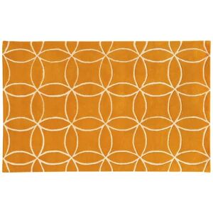 Pantone UNIVERSE Optic Carved Interlocking Circles Wool Rug, Yellow, 5X8 Ft