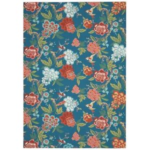 Waverly by Nourison Sun N Shade Garden Indoor Outdoor Rug, Blue, 5X7.5 Ft