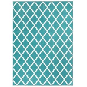 My Magic Carpet Moroccan Trellis Waterproof Machine Washable Rug, Green, 3X5 Ft