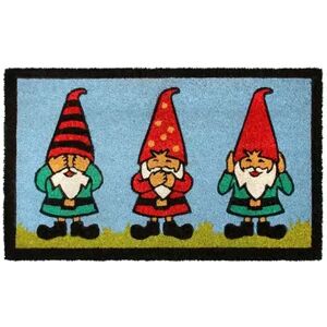 RugSmith Machine Tufted Gnomes Coir Doormat, Red, 18X30