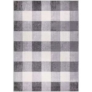 World Rug Gallery Geometric Plaid Design Rug, Grey, 5X7 Ft