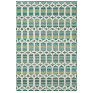 Mohawk Home Hex Trellis Indoor/Outdoor Area Rug, Blue, 4X5.5 Ft