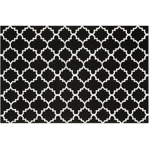 Safavieh Dhurries Diamond Quatrefoil Handwoven Flatweave Wool Rug, Black, 2.5X8 Ft