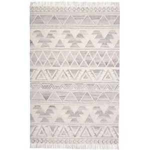 Weave & Wander Bray Vintage Boho Flatwoven Fringe Rug, White, 5X8 Ft