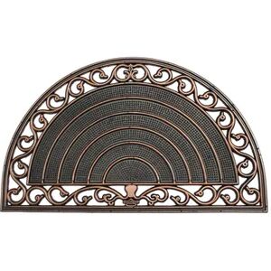 RugSmith Moulded Sunrise Trellis Half-round Doormat, Yellow, 18X30