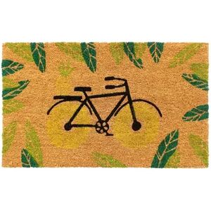 RugSmith Machine Tufted Bicycle Coir Doormat, Green, 18X30