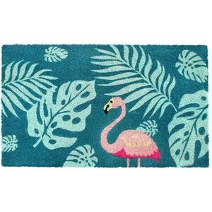 RugSmith Machine Tufted Palm Leaves Flamingo Coir Doormat, Pink, 18X30