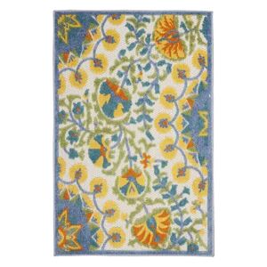 Nourison Aloha Sunbright Indoor Outdoor Rug, Multicolor, 4Ft Rnd