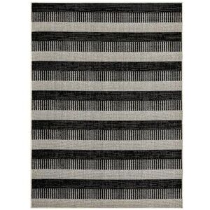 Nicole Miller New York Patio Country Charlotte Modern Stripe Indoor Outdoor Area Rug, Black, 5X7 Ft