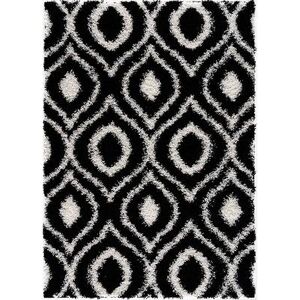 L Baiet L'baiet Modern Indoor Rectangular Carpet, Pad, Mat Hazel Black Shag 2' x 3' Rug, Grey, 2X3 Ft