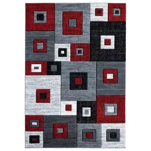 United Weavers Bristol Collection Cicero Geometric Simple Trellis Design Area Rug, Red, 5X7.5 Ft