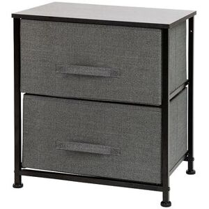 Flash Furniture 2 Drawer Wood Top White Nightstand Storage Organizer with Cast Iron Frame, Black