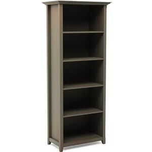 Simpli Home Amherst Transitional 5-Shelf Bookcase, Grey