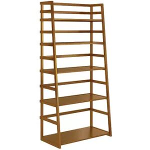 Simpli Home Acadian Ladder 5-Shelf Bookcase, Brown