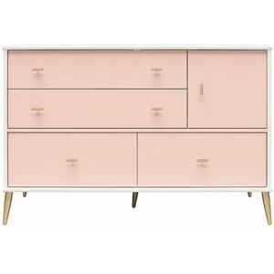 Little Seeds Valentina Asymmetrical 4-Drawer Convertible Dresser, Pink