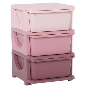 Qaba 3 Tier Kids Storage Unit Dresser Tower with Drawers Chest Toy Organizer for Bedroom Nursery Kindergarten Living Room for Boys Girls Toddlers Pink
