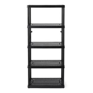 Gracious Living 5 Shelf Fixed Height Ventilated Medium Duty Storage Unit, Black, Grey