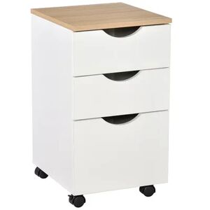 HOMCOM 3 Drawer Mobile File Cabinet Rolling Office Filing Storage Cabinet Printer Stand White