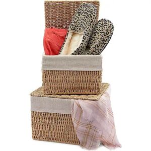 Juvale Woven Storage Baskets with Lid and Removable Liner (2 Sizes, 2 Pack), Red/Coppr